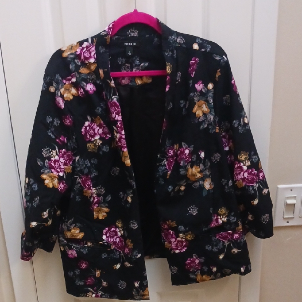Torrid Black Floral Blazer